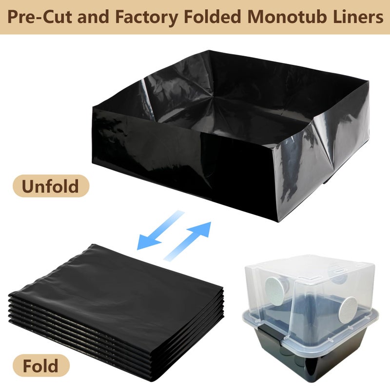 Adnee 12 Pcs Mushroom Monotub Liners-9.5"" x 9.5"" x 4"" Monotub Liner Fit Up to 28 Quart Monotub-Monotub Plastic Liners for Mushroom Growing Supplies Liner Replacement - Image 4